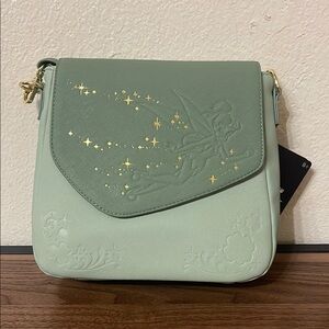 Loungefly Disney Tinker Bell 4-Leaf Clover Crossbody Purse - Green and Gold